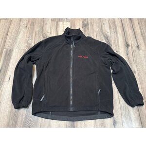 Polaris Mens Black Fleece Jacket L 100% Polyester With Zippered Pockets & Logo E